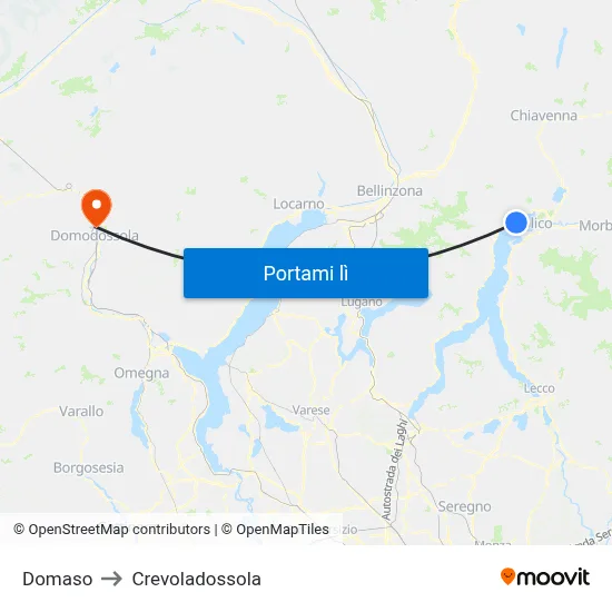 Domaso to Crevoladossola map