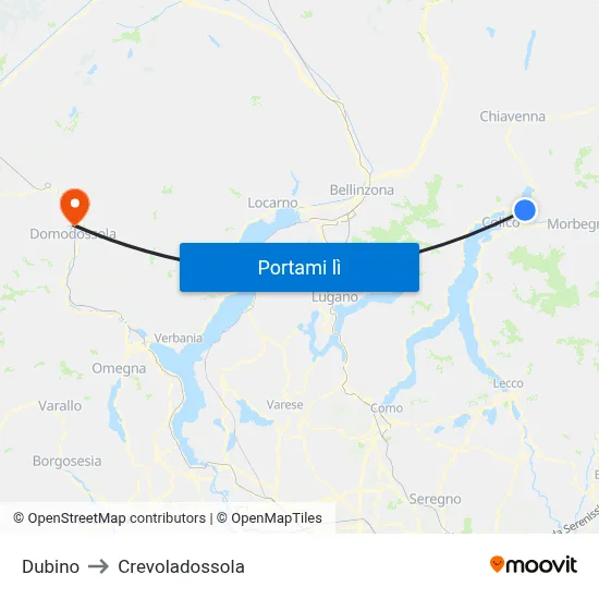 Dubino to Crevoladossola map