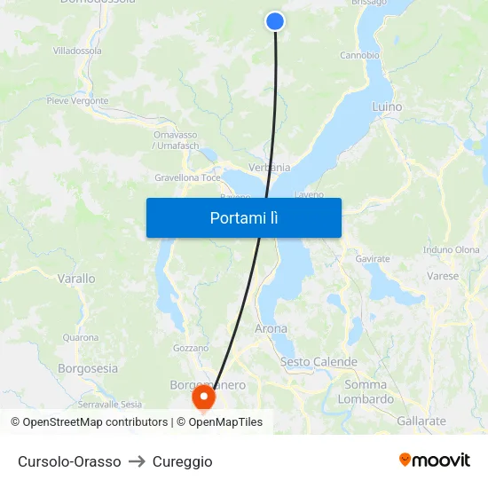 Cursolo-Orasso to Cureggio map
