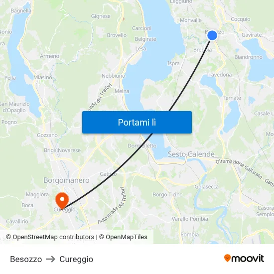 Besozzo to Cureggio map