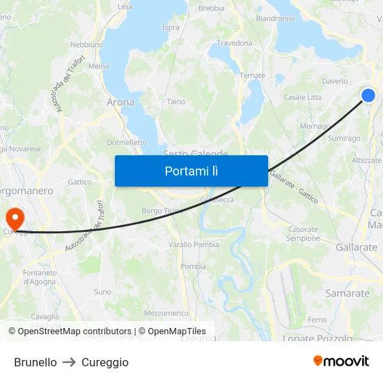 Brunello to Cureggio map