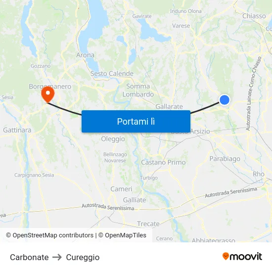 Carbonate to Cureggio map