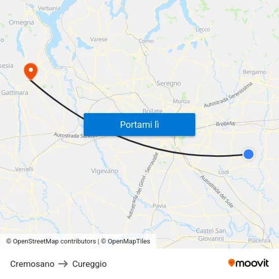 Cremosano to Cureggio map