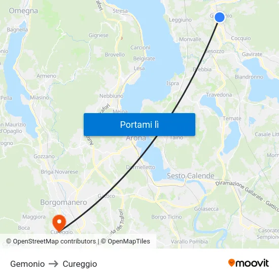 Gemonio to Cureggio map