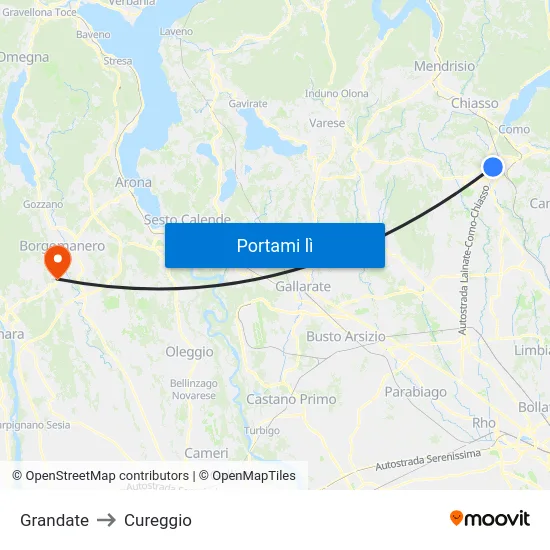 Grandate to Cureggio map