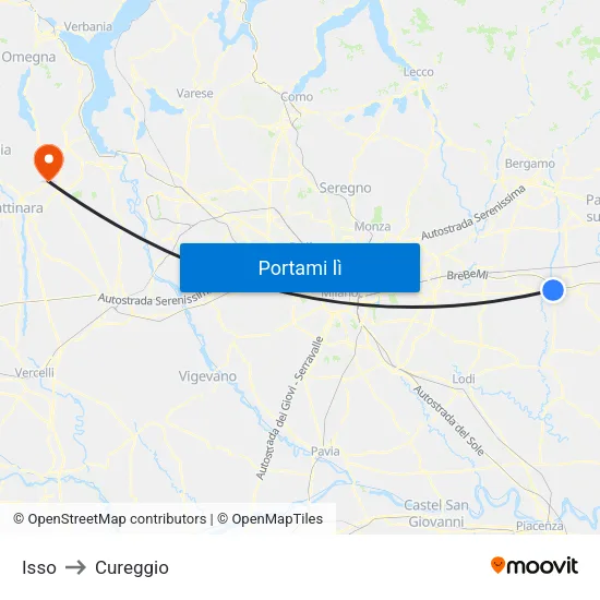 Isso to Cureggio map