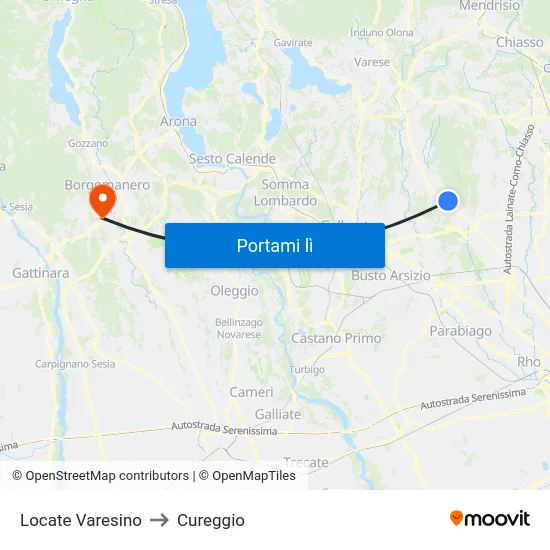 Locate Varesino to Cureggio map