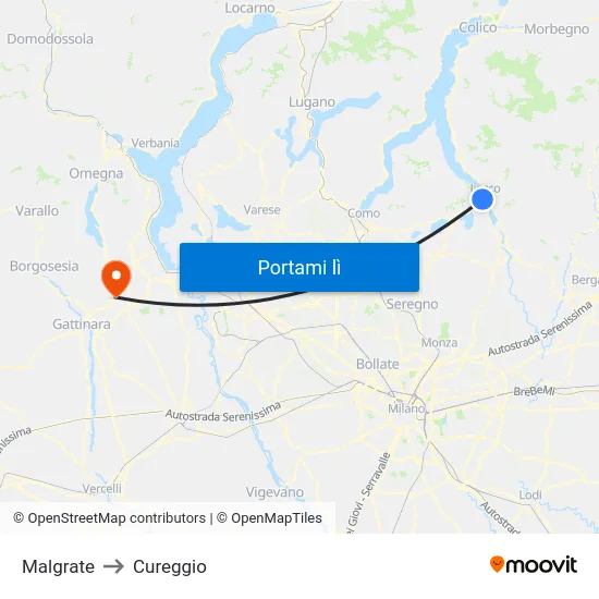 Malgrate to Cureggio map
