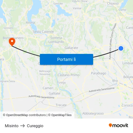 Misinto to Cureggio map