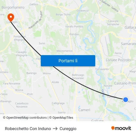 Robecchetto Con Induno to Cureggio map