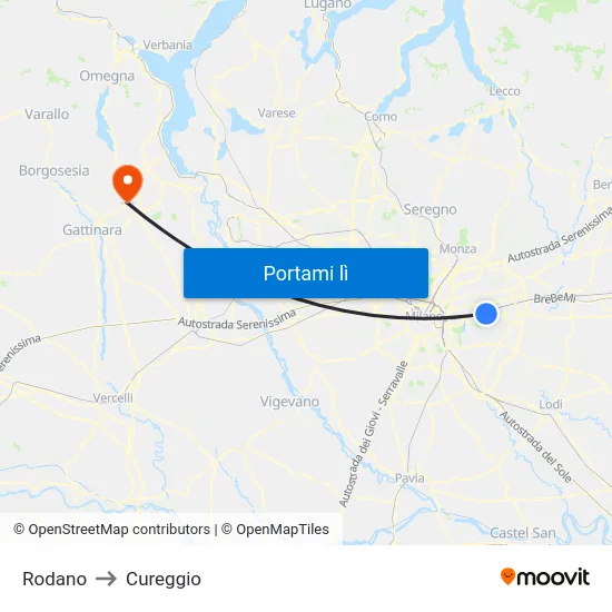 Rodano to Cureggio map