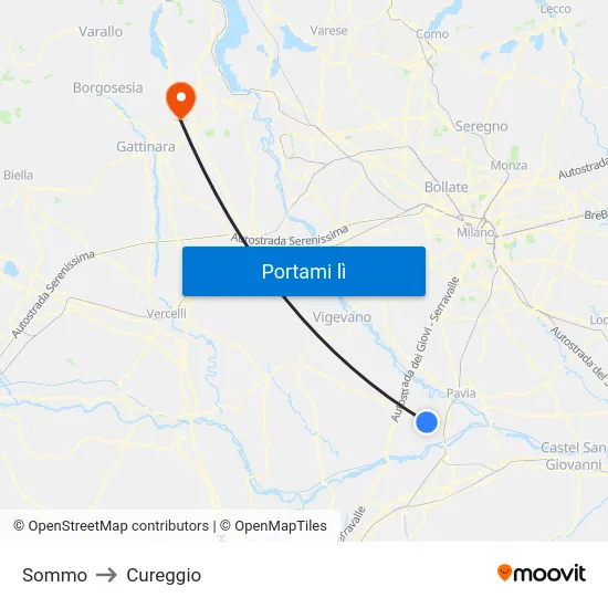 Sommo to Cureggio map