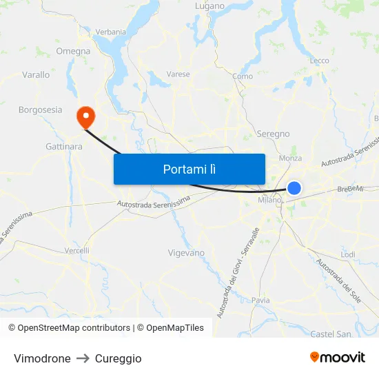 Vimodrone to Cureggio map