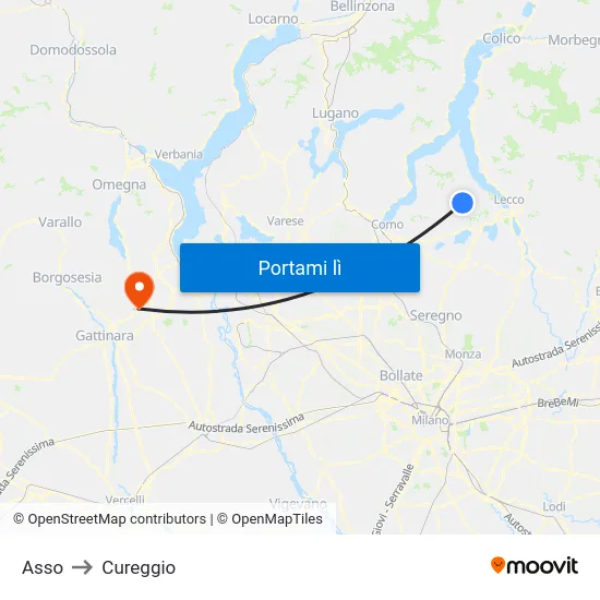 Asso to Cureggio map