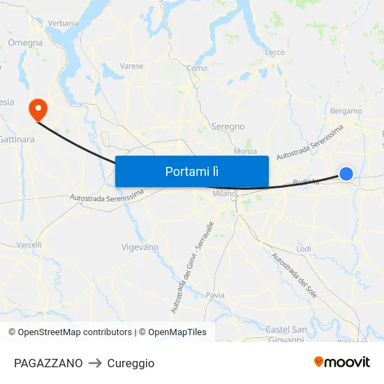 PAGAZZANO to Cureggio map