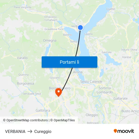 VERBANIA to Cureggio map