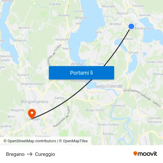 Bregano to Cureggio map