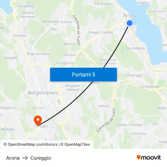 Arona to Cureggio map