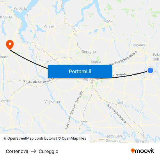 Cortenova to Cureggio map