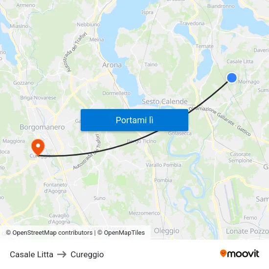 Casale Litta to Cureggio map