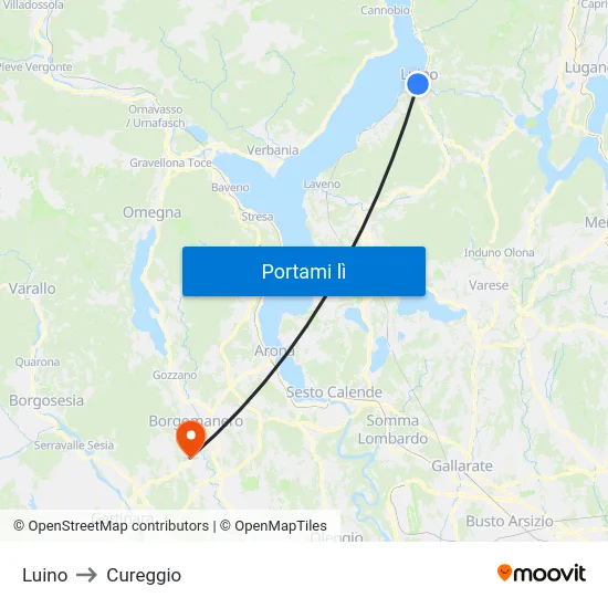 Luino to Cureggio map