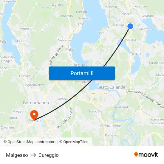 Malgesso to Cureggio map