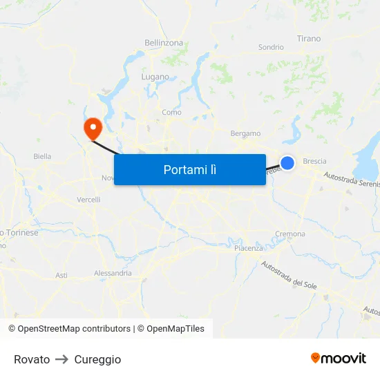 Rovato to Cureggio map