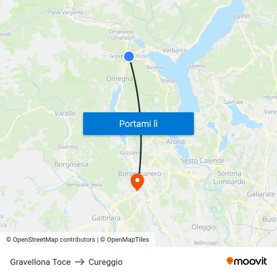 Gravellona Toce to Cureggio map