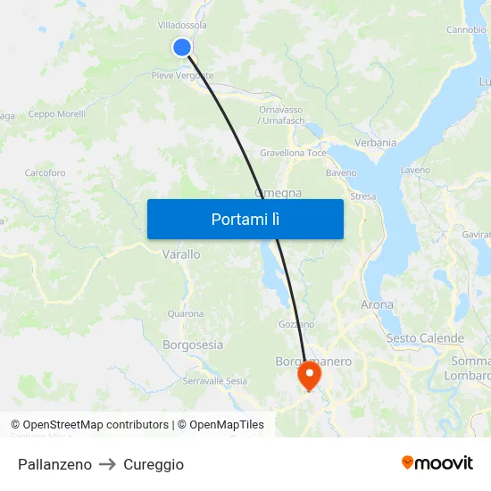 Pallanzeno to Cureggio map