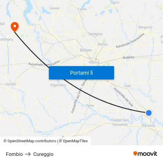 Fombio to Cureggio map