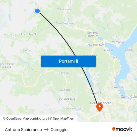 Antrona Schieranco to Cureggio map