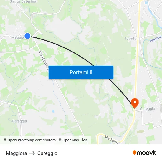 Maggiora to Cureggio map