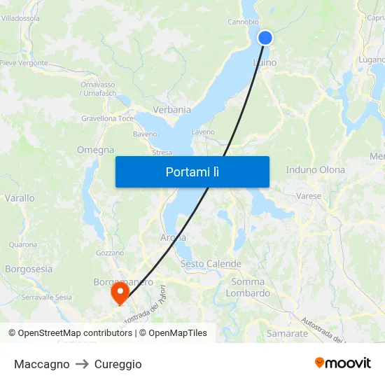 Maccagno to Cureggio map