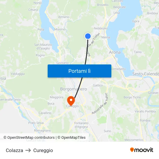 Colazza to Cureggio map