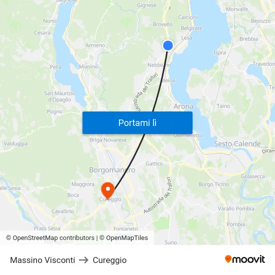 Massino Visconti to Cureggio map