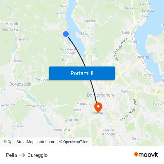 Pella to Cureggio map