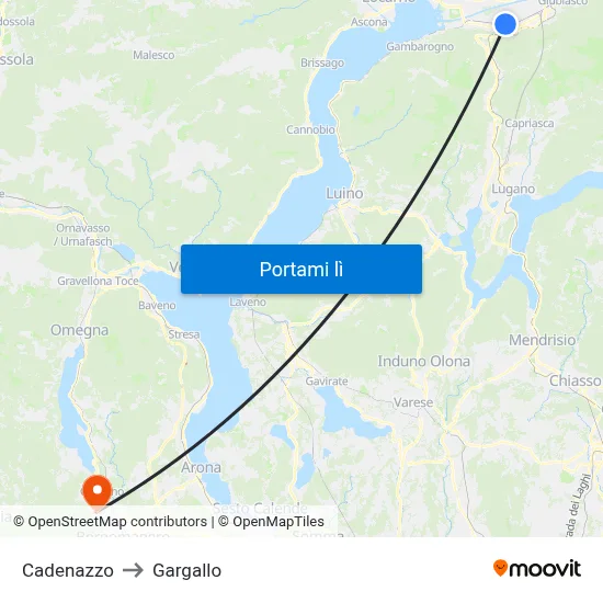 Cadenazzo to Gargallo map