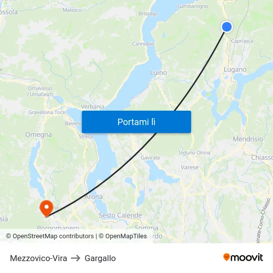 Mezzovico-Vira to Gargallo map