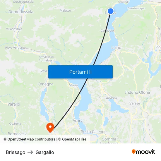 Brissago to Gargallo map