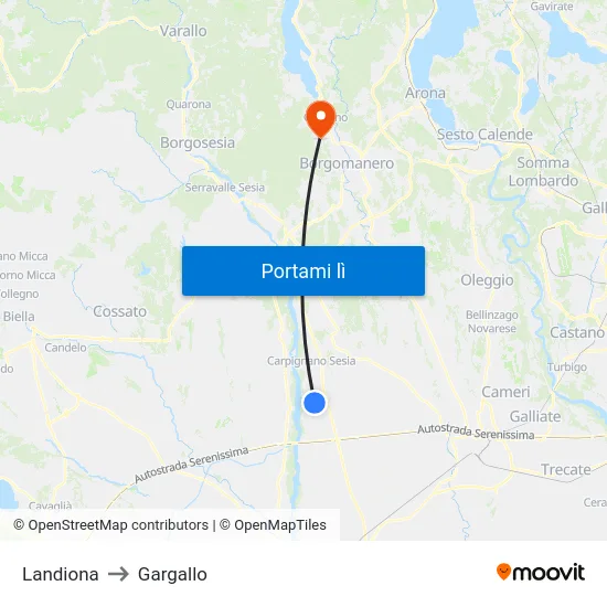 Landiona to Gargallo map