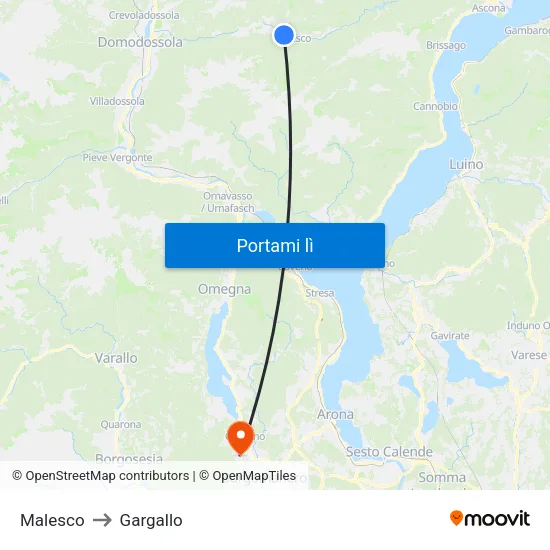 Malesco to Gargallo map