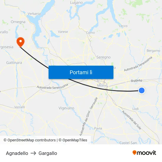 Agnadello to Gargallo map