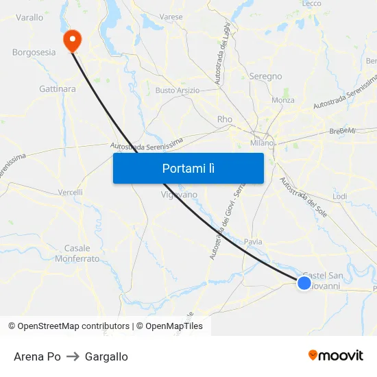 Arena Po to Gargallo map