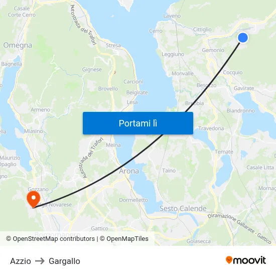 Azzio to Gargallo map