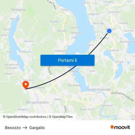 Besozzo to Gargallo map