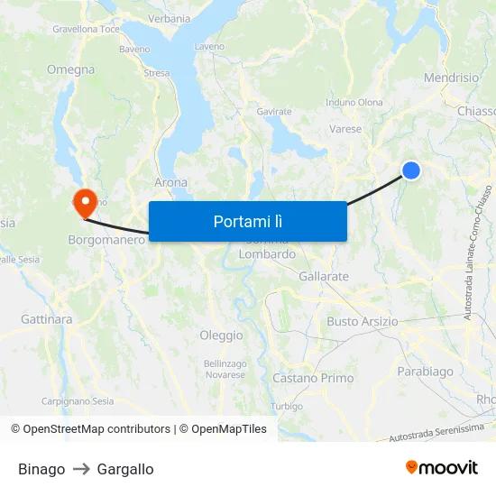 Binago to Gargallo map