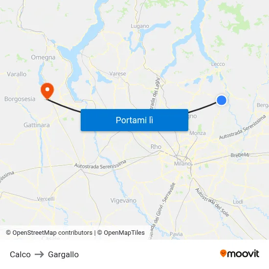 Calco to Gargallo map