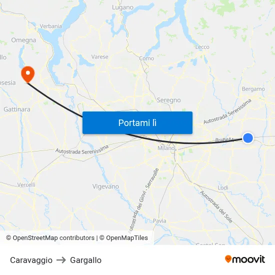 Caravaggio to Gargallo map