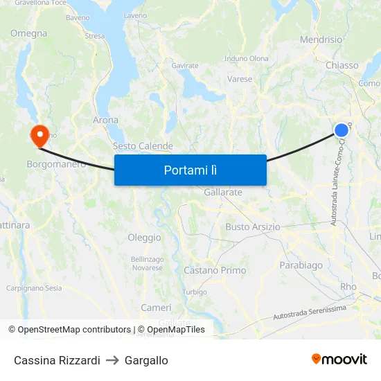 Cassina Rizzardi to Gargallo map