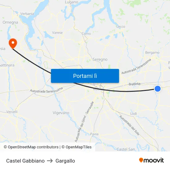 Castel Gabbiano to Gargallo map